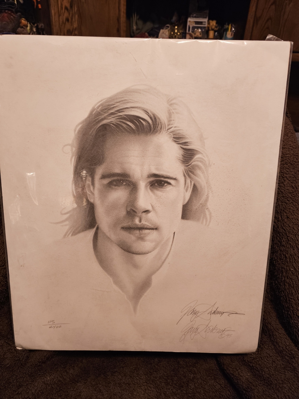 Gary Saderup Charcoal Portrait ~ 1995 Brad Pitt